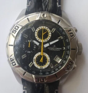 Large Mens Jacques Lemans Big Crown Chronograph Watch 1-1350 New Battery - Picture 1 of 5