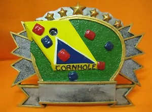 Corn Hole Trophy Award Cornhole Plaque With Custom Plate and Free Shipping - Picture 1 of 4