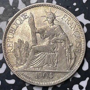 1904-A French Indo-China 1 Piastre Lot#MK161 Large Silver! - Picture 1 of 2
