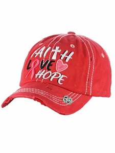 Gorra de béisbol para mujer Ceci® 'Faith Love Hope' envejecida sombrero bordado vintage - Imagen 1 de 20