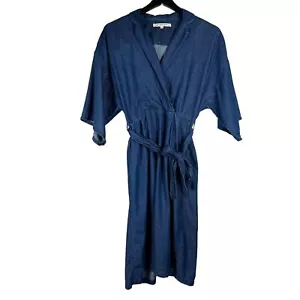 Xirena Quinn Denim Midikleid weite Ärmel Kragen V-Ausschnitt Taille zum Binden Größe XS - Bild 1 von 12