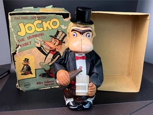Vintage LineMar Toys Tin Battery Operated Jocko The Drinking Monkey 1950s Japan - Picture 1 of 24