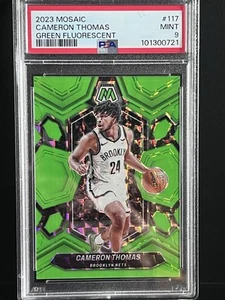 2023-24 Mosaik Cameron Thomas grün fluoreszierende Netze SP PSA 9 Buchstütze 10/10 - Bild 1 von 4