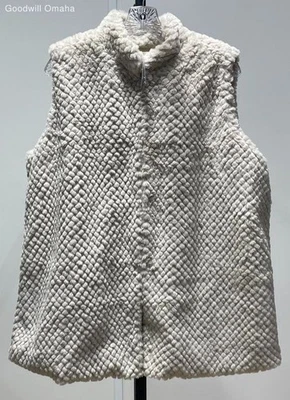 Indigo Soul 女式 2XL 码冬季白色纹理/象牙色背心全新带标签 — 第 1/4 张图片