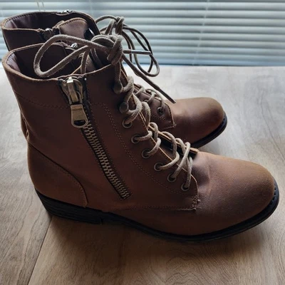Rampage Women's Ram Jedi Brown Dual Zipper With Lace Up Combat Boots SZ 8.5M - Image 1 of 4