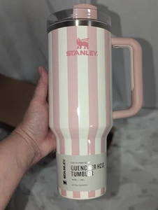 New Stanley cup Quencher H2.0 Flowstate Tumbler 40 OZ Peach Whip Cabana stripe - Picture 1 of 7