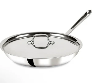 All-Clad D3 Stainless Steel 12" Fry Pan with Lid 41126SC New In Box - Picture 1 of 11