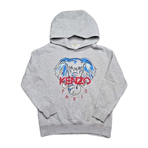 Felpa con cappuccio Kenzo Kids Elephant Icon grigia taglia 10 140 cm