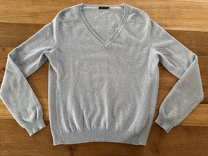 Manrico 100% Cashmere V Neck Sweater Light Blue Medium Long Sleeve Euc - Picture 1 of 10