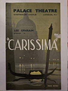 ๐ญ Vintage 1940s Palace Theatre Programme โ Carissima Musical, Eric Maschwitz - Picture 1 of 5