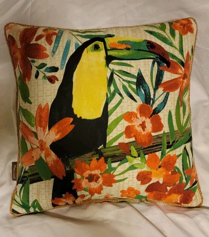 Allen + Roth Tropical Tucan  Throw Pillow with  Jute Trim - Image 1 of 3