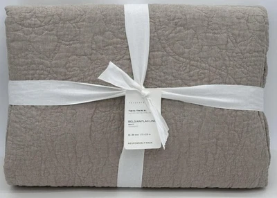 Edredón Pottery Barn Belga Lino Punto Floral DOBLE ~ Lino / Natural Foto 1 de 2