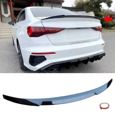 FITS 2022-25 AUDI A3 8Y S3 RS3 SEDAN GLOSS BLACK V STYLE REAR TRUNK SPOILER WING - Image 1 of 4