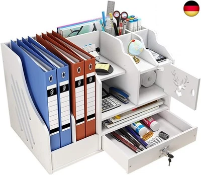 DEN NUODWELL Weißer Schreibtisch-Organizer mit großer Kapazität, Schreibtisch-Ordner fürs Bür