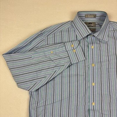 Camisa de vestir Stafford Excutive de tela ancha para hombre talla 16 32/33 azul sin hierro Foto 1 de 4