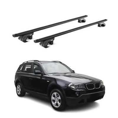 Roof Rack Cross Bars Luggage Carrier for BMW X3 E83 2004-2010 Alu Black 2Pcs - Image 1 of 4