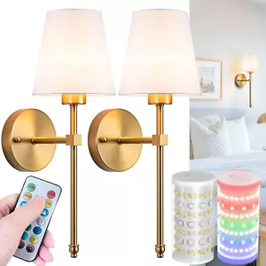 Wall Sconces Set of Two Battery Operated, Wireless Sconces Wall Lighting Indoor - Picture 1 of 6