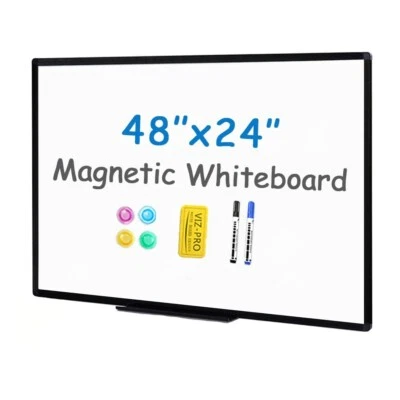 VIZ-PRO White Board Magnetic Dry Erase Board with 1 Eraser, 2 Markers, 4 Magnets