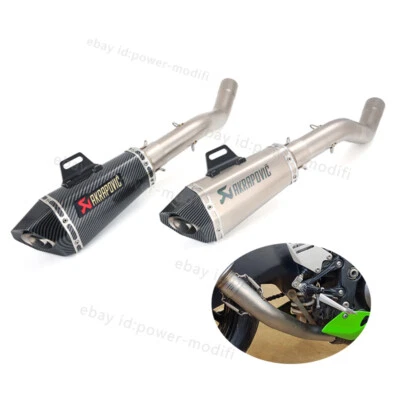 For Kawasaki Ninja ZX6R ZX636 2009-2023 Exhaust System Mid Pipe Black Muffler - Image 1 of 4