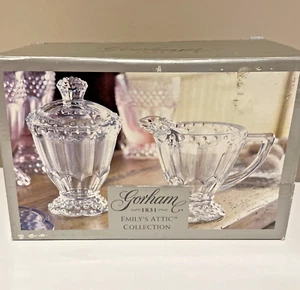 Gorham Lead Crystal Sugar Bowl & Creamer Set Emily's Attic Germany Elegance NEW - Picture 1 of 16