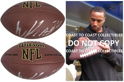 Marcus Peters Las Vegas Raiders firmado NFL prueba de fútbol certificado de autenticidad KC Chiefs Ravens Foto 1 de 3