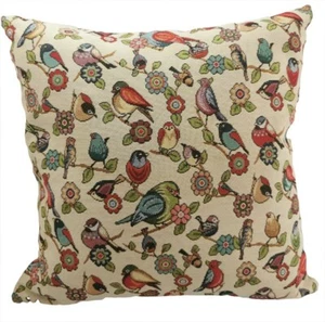 Songbirds Tapestry Cushion, Birds, Multicoloured, 17", Cute, + FREE DOOR STOP - Picture 1 of 8