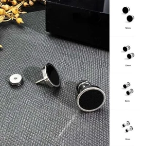 Straßen kleidung Runde schwarze Ohr stecker Einfarbig Mode Stud Ohrring Männer - Bild 1 von 15