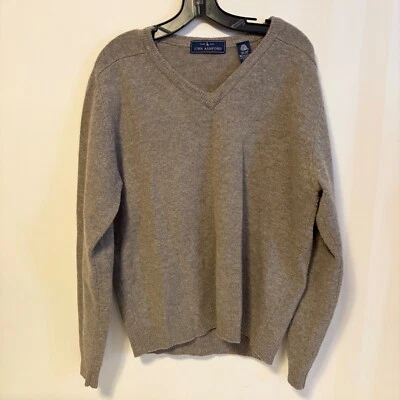 Suéter tejido de lana manga larga cuello en V John Ashford gris claro topo para hombre talla M Foto 1 de 4