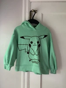 Zara Unisex Kids Pokémon Pikachu Green Hoodie Long Sleeve Cotton Blend Size 7 - Picture 1 of 16
