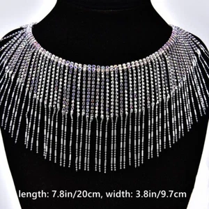 Rhinestone Bead Chain Tassels Fringe Trim Necklace Wedding Decor DIY Sewing Gold - Picture 1 of 11
