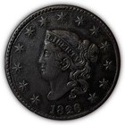 1826 N-6 Głowica koronetowa Duży cent Niezwykle delikatna moneta XF #6824