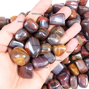 50 Pcs Natural Iron Tiger Eye Tumbled Gemstone Lot For Making Jewelry 20-30 mm - Picture 1 of 10