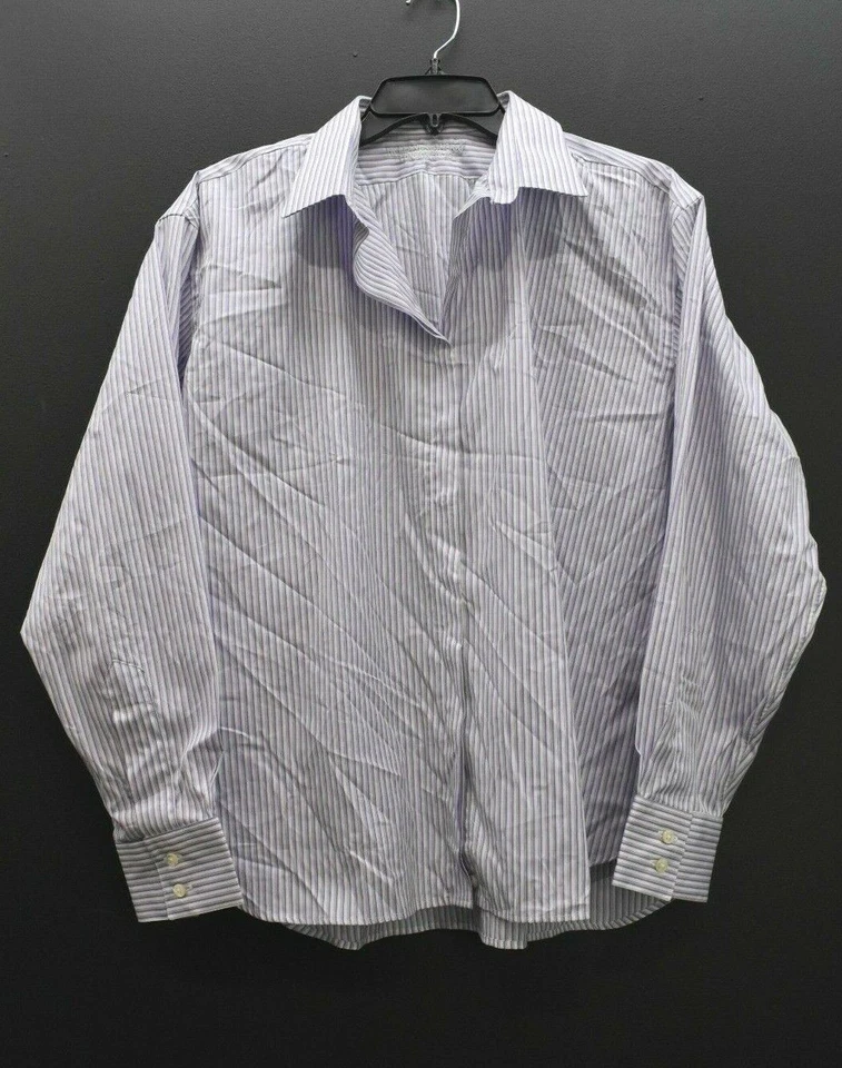 Camisa de vestir Holland & Sherry para hombre rayas lápiz manga larga púrpura con botones XL Foto 1 de 4