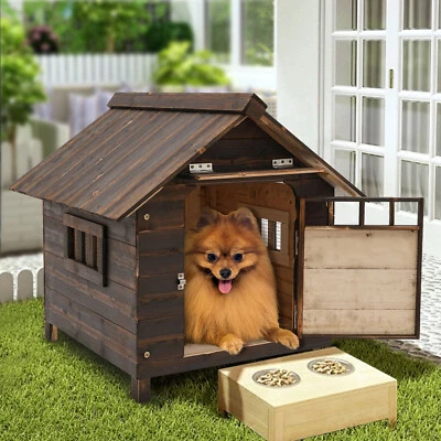 Pet House&Dog House with Window and Door for Dog within 10kg/22.05 lbs Brown New - Image 1 of 4