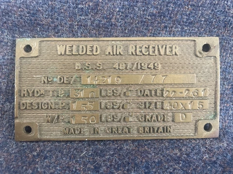 Vintage Brass Air Receiver Sign Cover