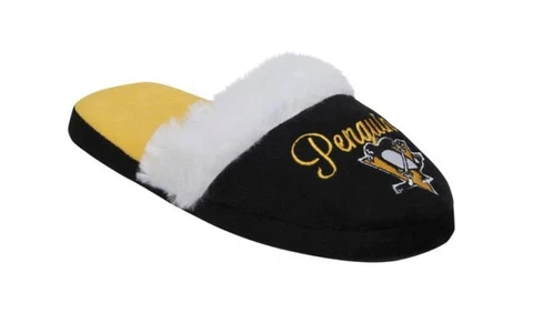 Pittsburgh Penguins Women's Colorblock Fur Slide Slippers Sz.XL 11-12 Cover
