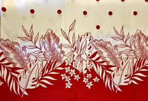 Tela de algodón floral roja y blanca vintage Condotti Corp 90" de largo x 58" de ancho - Imagen 1 de 3