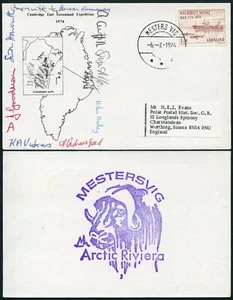 ARCTIC POLAR MOUNTAINEERING 1974 CAMBRIDGE EAST GREENLAND EXPED.MULTISIGNED CARD - Picture 1 of 2