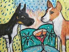 Rat Terrier Martini Aceo Print Dog Mini Art Card 2.5 X 3.5 by Ksams Collectible