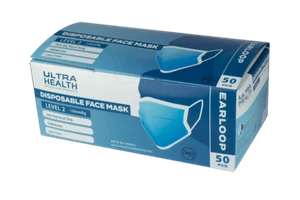 Ultra Health Surgical Face Mask Level 2 Blue Earloops - 50pk (TGA Approved) - Picture 1 of 2