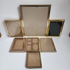 Vtg Mixed Lot 6 Mcm Picture Frames Brass Gold Tone Easel Back Bifold 4X4 5X7  +
