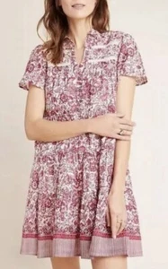 Vestido camisero Anthropologie Georgina con capas de algodón Babydoll talla grande estampado floral - Imagen 1 de 14