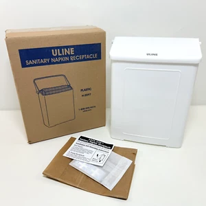 ULINE Wall Mountable Sanitary Napkin Receptacle White Plastic 11"x9"x5" - Picture 1 of 8