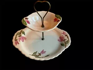 Beautiful Vintage MCM Continental Kilns Green Arbor 2 Tiered Tidbit Server USA - Picture 1 of 5