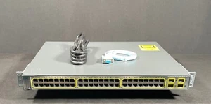 Cisco Catalyst WS-C3750-48PS-S 48 Port PoE Ethernet Switch - Same Day Shipping - Picture 1 of 5