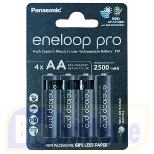 Blister 4 pile batterie Panasonic Eneloop PRO NEW R6 AA 2500mAh BK-3HCDE/4BE - Foto 1 di 1