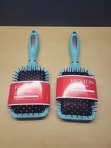 (2) Revlon Straight & Smooth Paddle Brush Hair Brush Soft Feel Teal - Picture 1 of 5