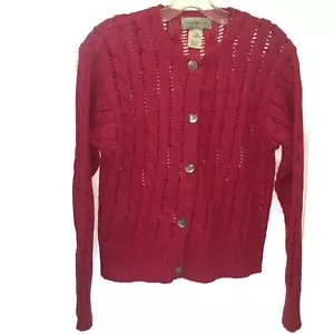 Vintage Susan Bristol Pullover Cardigan Damen M rosa Kabel Strick Muschel Knöpfe - Bild 1 von 6
