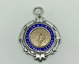Antique 1933-4 English Sterling Silver Enamel Sutton Football Medal Watch Fob