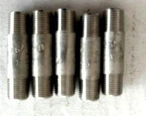 1/8" x 1-1/2" Threaded NPT Nipple Sch40 316 Stainless Steel ste of 5 pcs - Picture 1 of 3